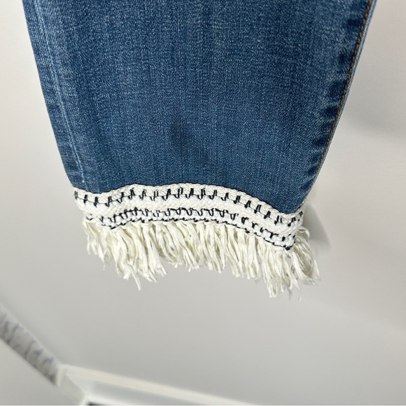 Tory Burch Connor Crop Fringe Hemmed Jeans Size 26 Beach Vacation Resort Holiday - Picture 9 of 13